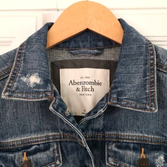 Abercrombie & Fitch Distressed Jean Jacket Medium Wash Size M - Picture 2 of 4